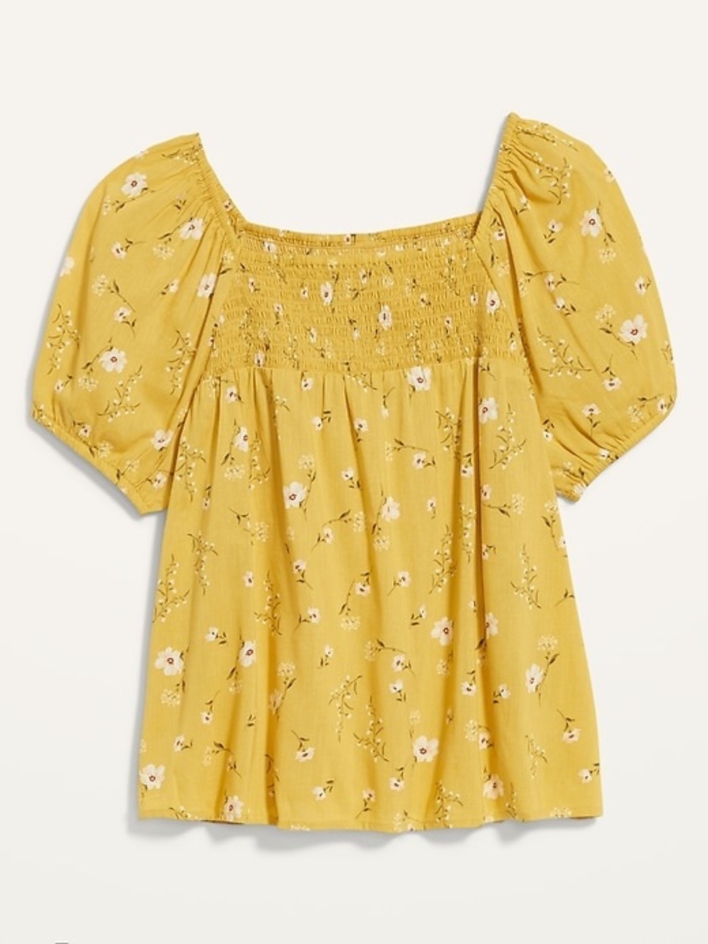 Old Navy Floral Smocked Square-Neck Puff Sleeve Top, Size Medium